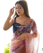 Festival Special Peach Pure Organza Saree